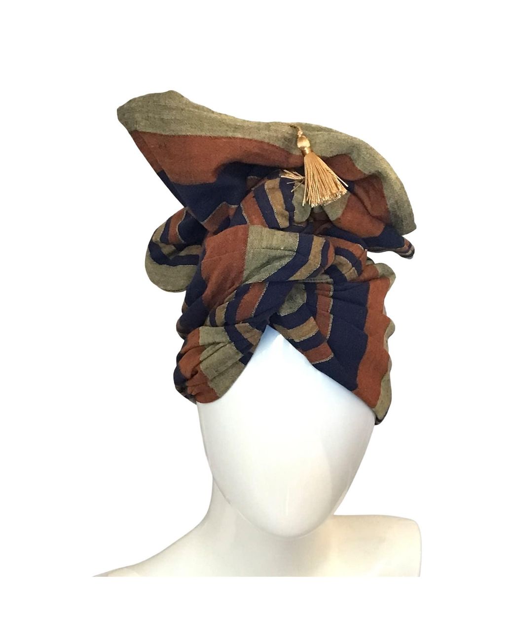 Romer Millinery Blue Neutrals Twisturban Turban