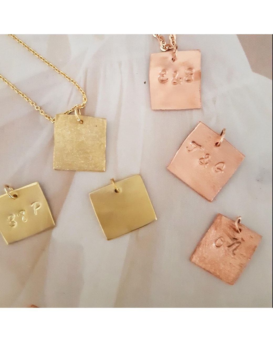 Lily Flo Jewellery Metallic Solid Square Necklace With Initial