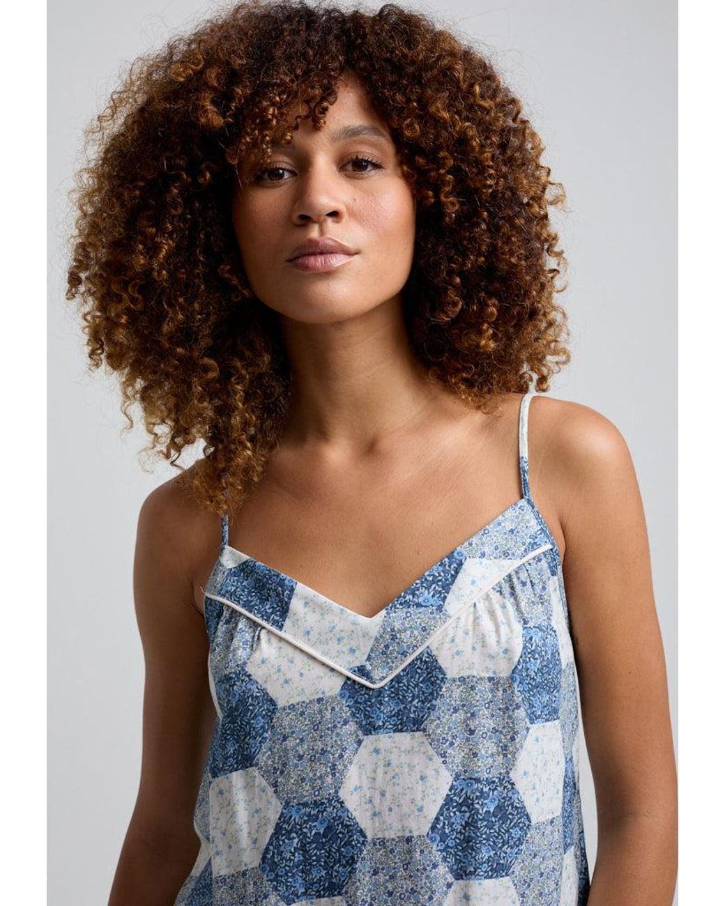 Lily and Lionel Blue Camilla Aster Patchwork Cami & Short Pyjama Set
