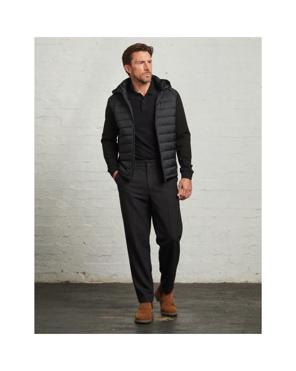 Guards London Black Bale Hybrid Quilt & Interlock Zip Jacket for men