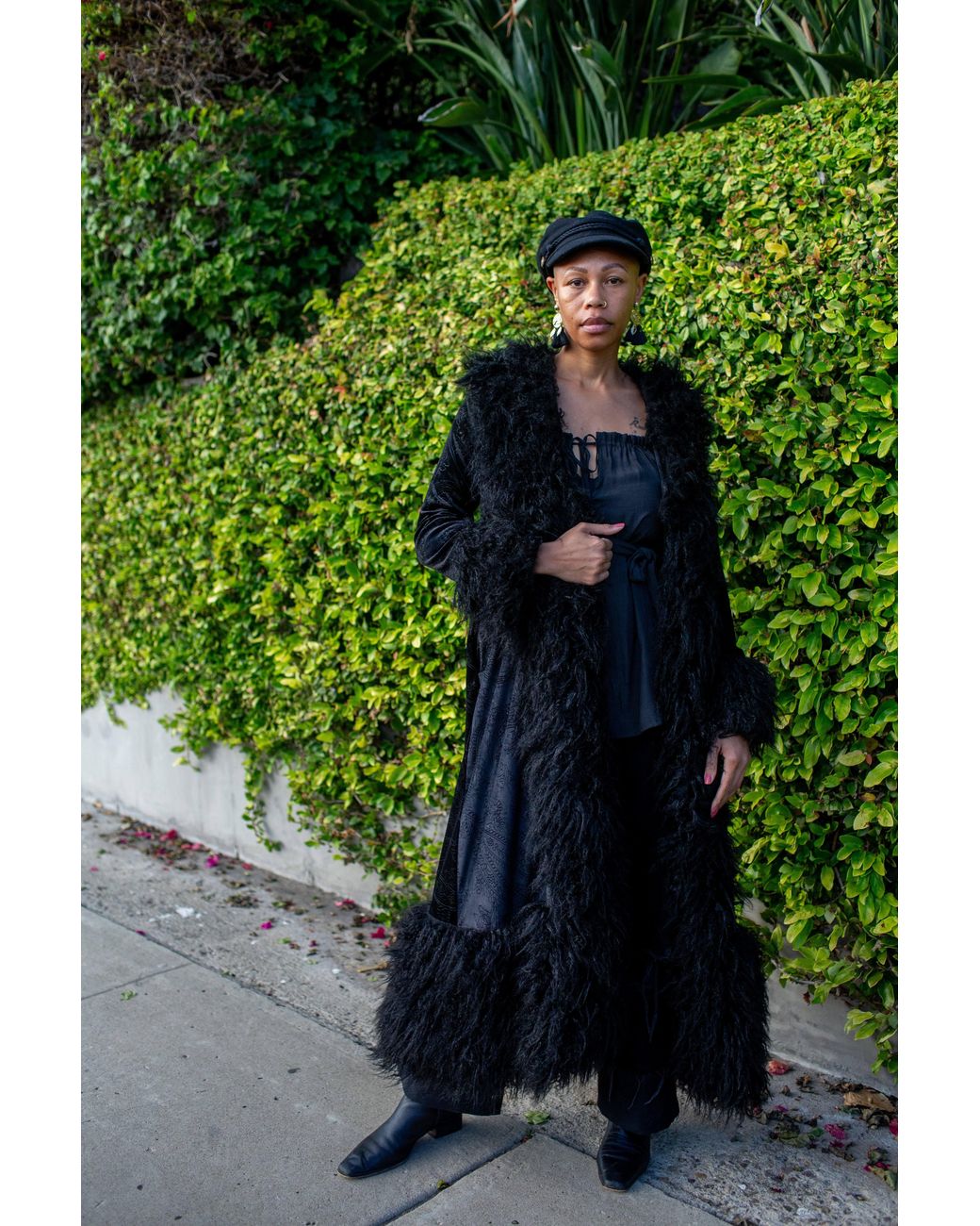Jennafer Grace Black Penny Deluxe Baroque Velvet Faux Fur Jacket