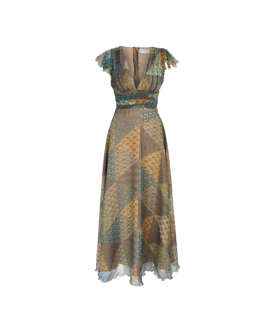 Sofia Tsereteli Green Crepon Silk Dress