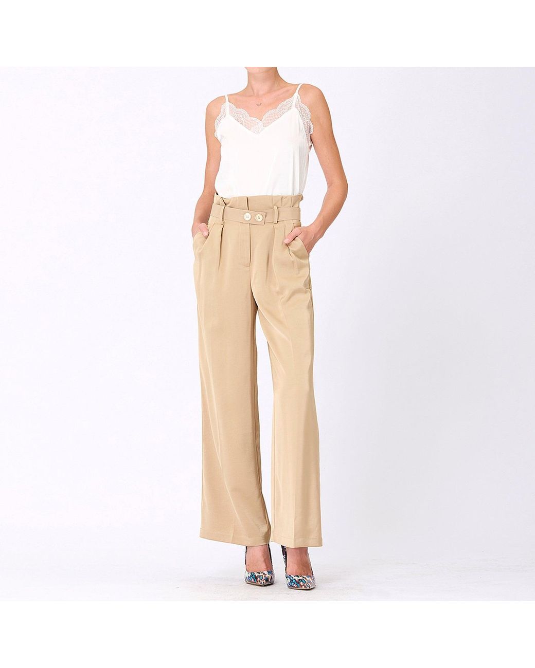 Smart and Joy Natural Pleats Straight Trousers
