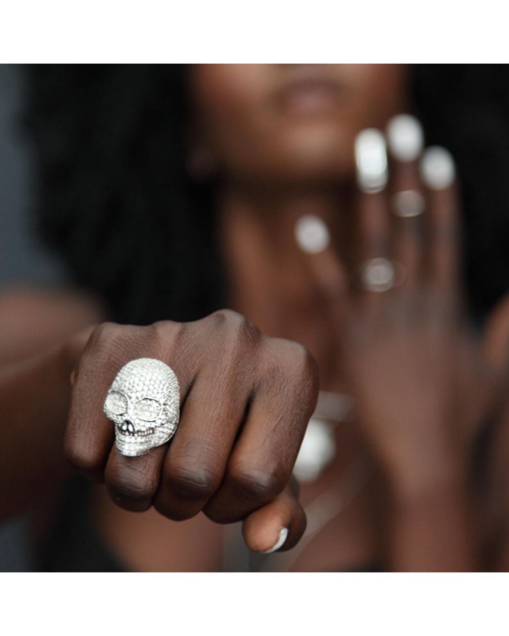 SALLY SKOUFIS Gray Life Ring With Made Diamonds