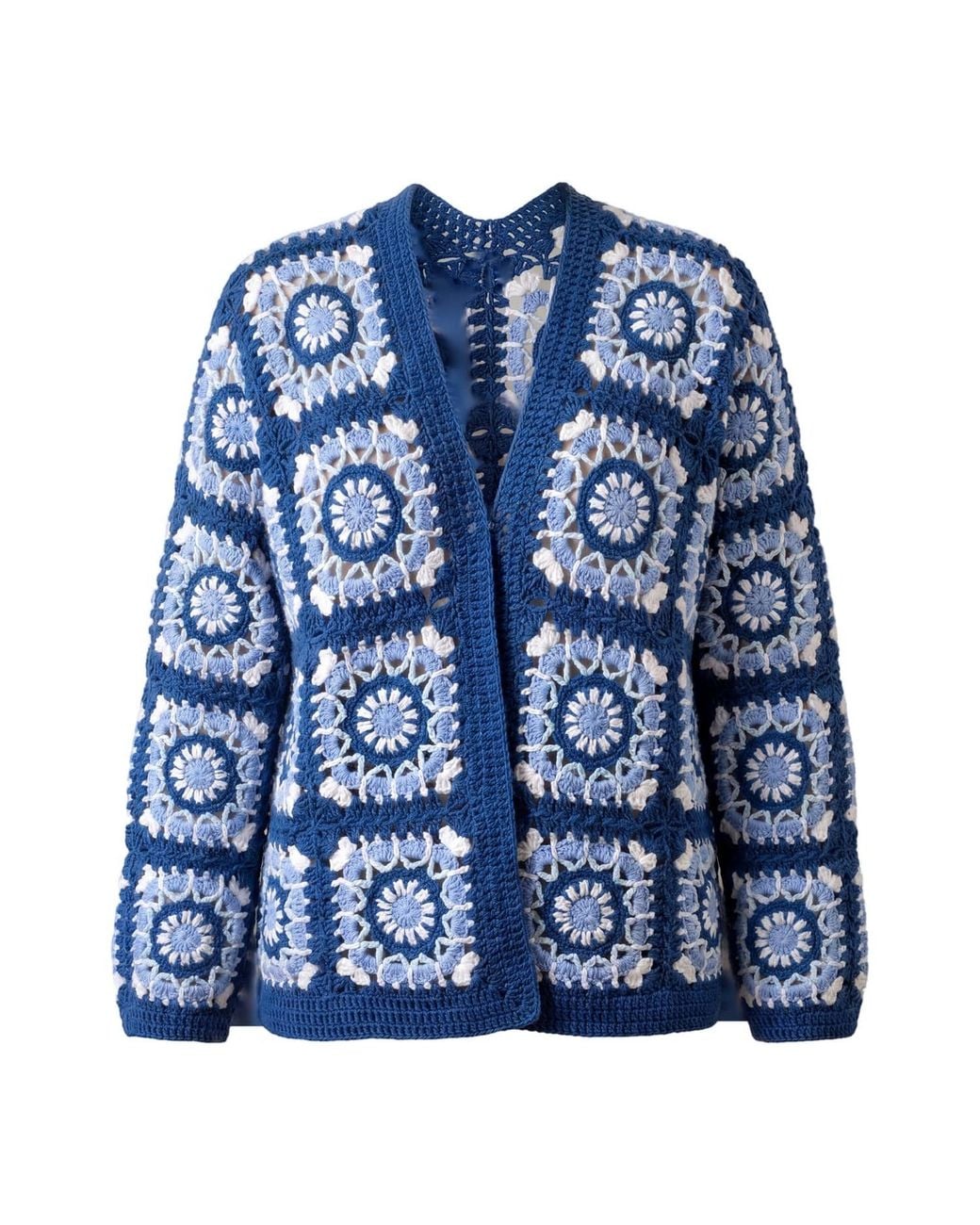Ana Chic Blue Mosaic Handmade Crochet Cardigan