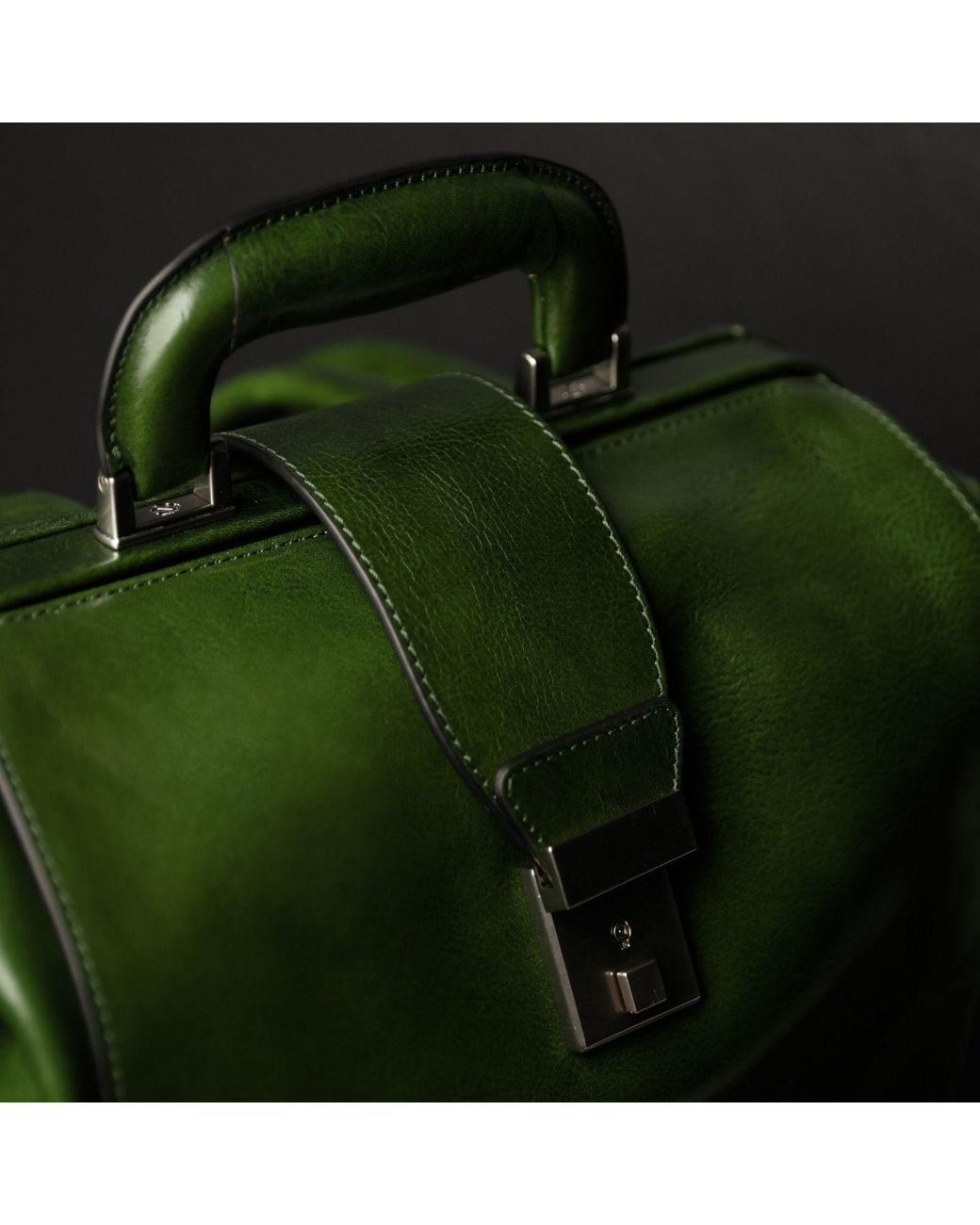 Time Resistance Green Leather Backpack for men