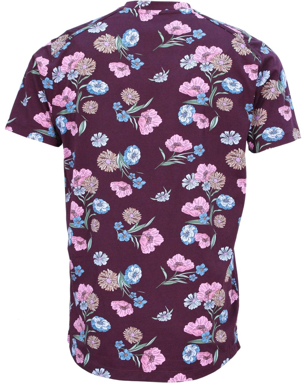 Lords of Harlech Purple Maze Spaced Floral V-Neck Tee for men