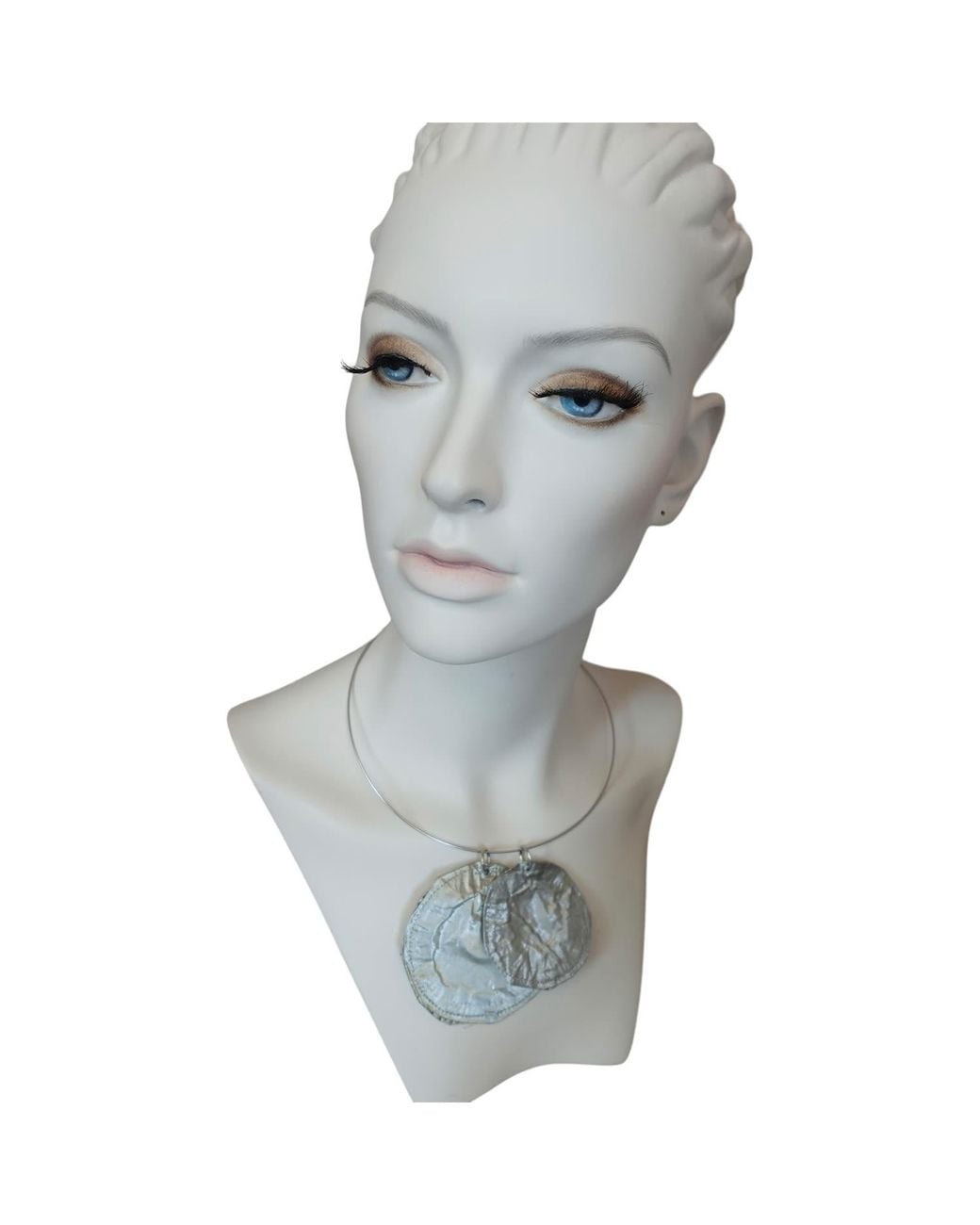 Romer Millinery Gray Metallic Silk Coin Choker