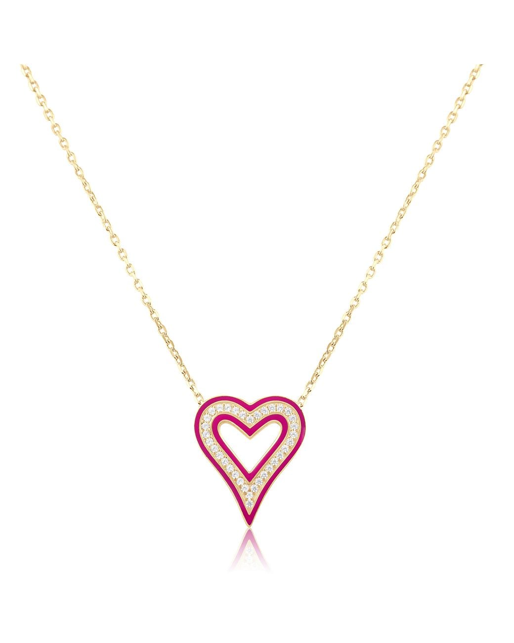 SHYMI Metallic Enamel Open Heart Necklace