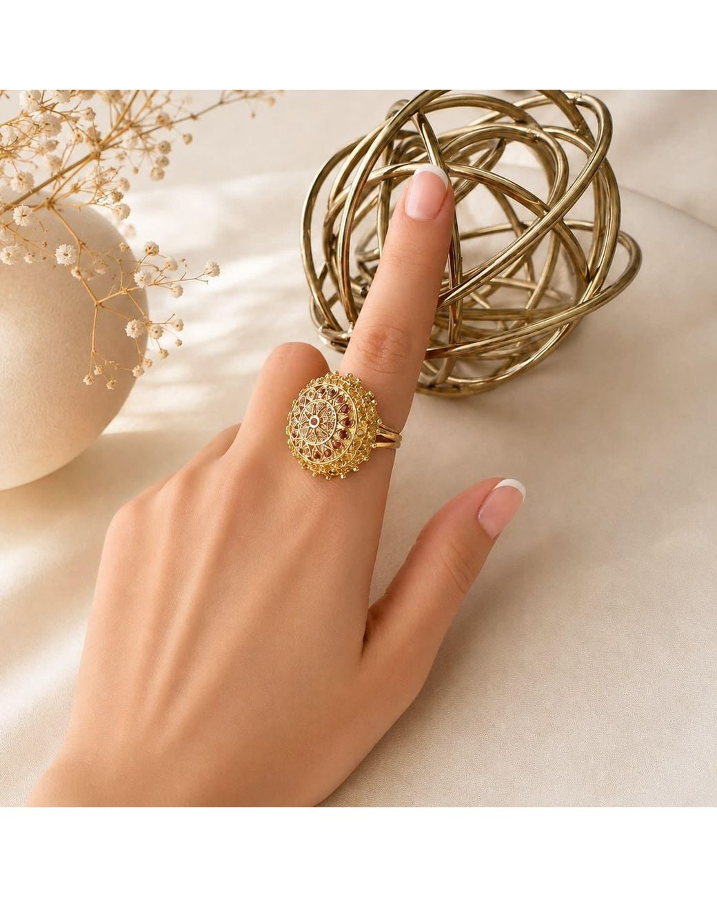 Najiba Metallic Yantra Sacred Geometry Ring