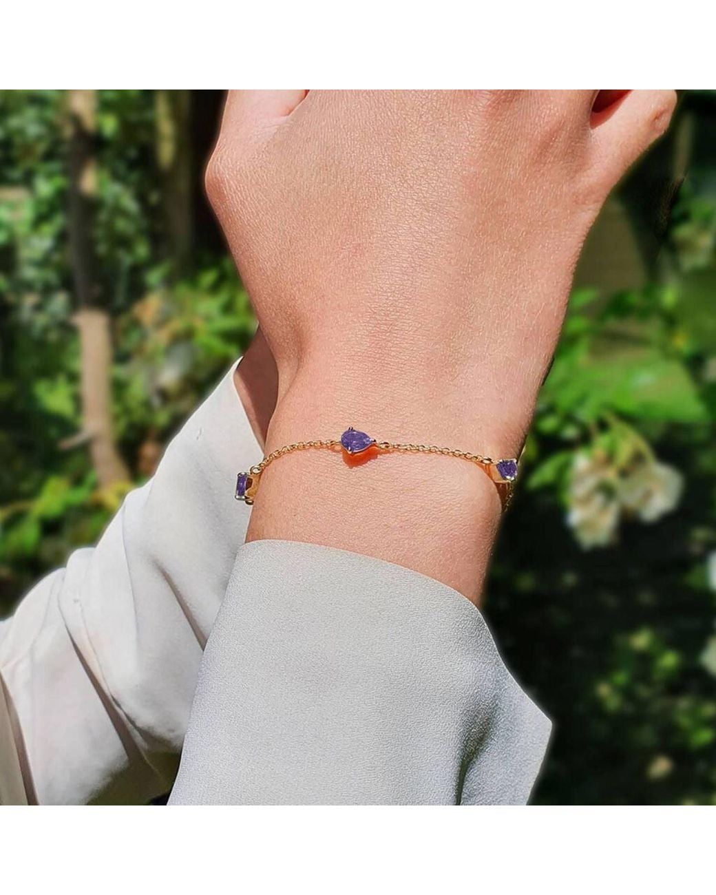 Sophelia Metallic Amethyst February Birthstone Minimalist Vermeil Plated Bracelet