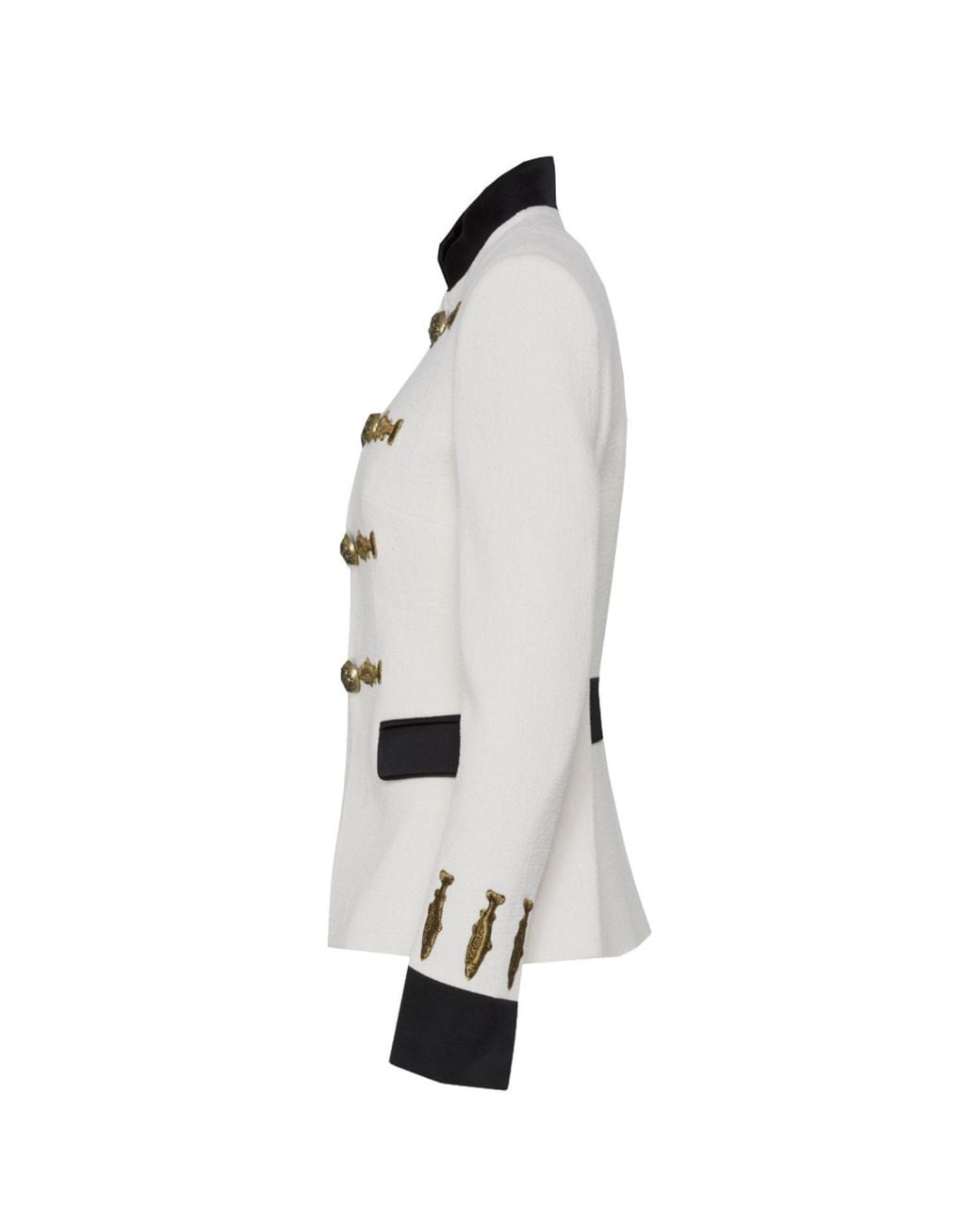 The Extreme Collection White Neutrals Ivory Military Tailored Blazer With Embroidery Nuvola