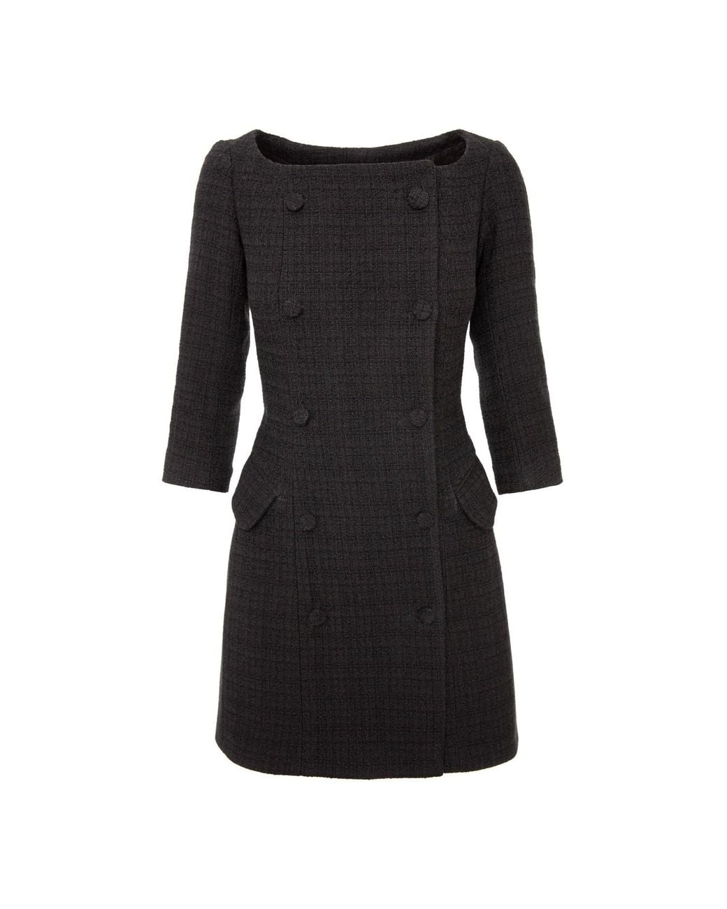 AVENUE No.29 Black Boat Neck Boucle Blazer Dress