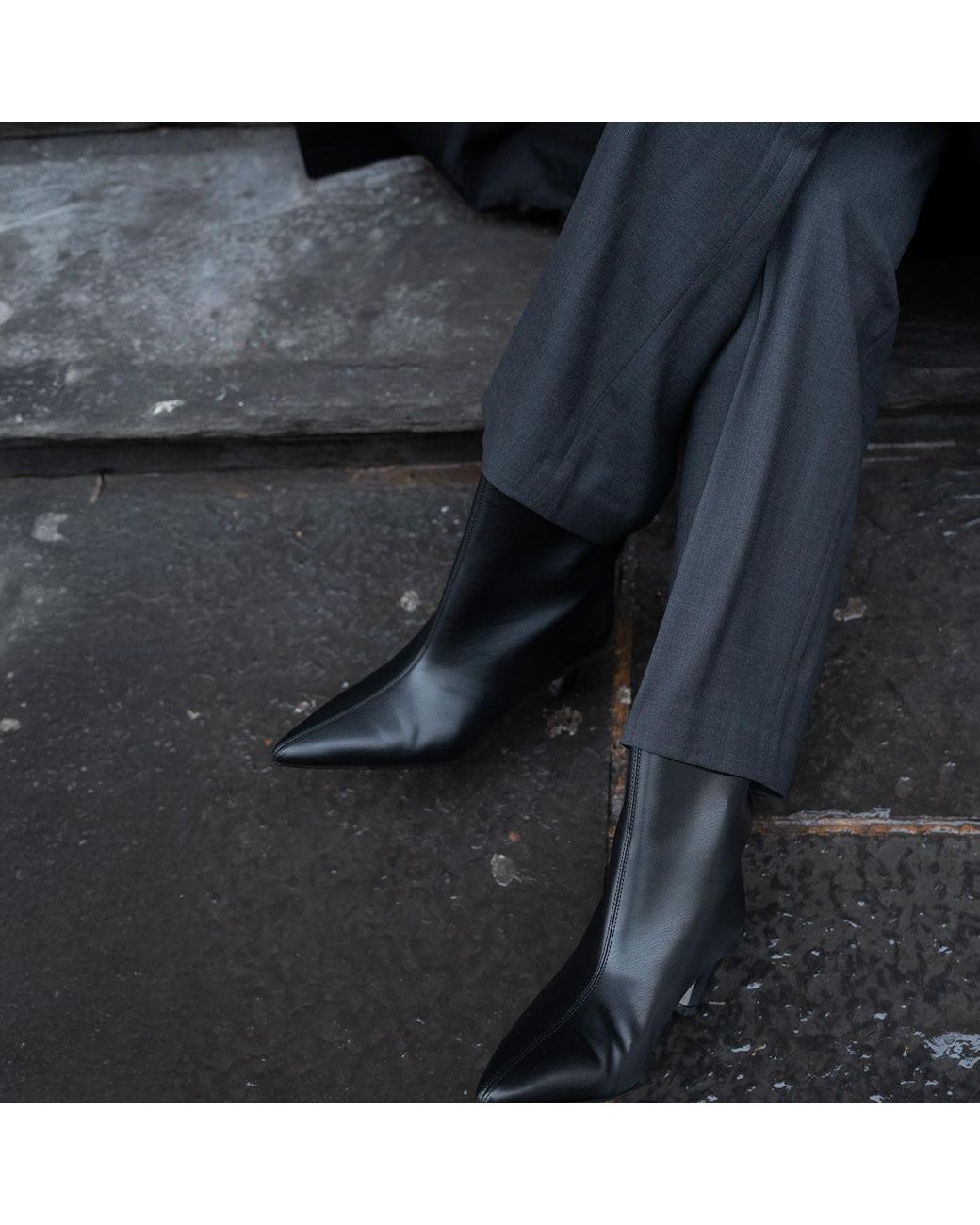 Laelen Gray Drawstring Wool Tailored Trouser