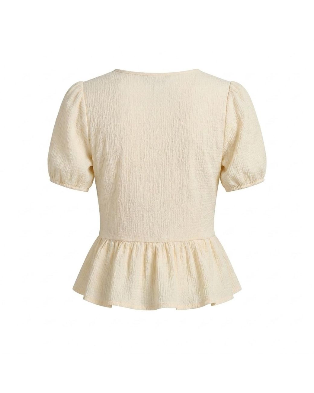 Modenaire Natural Neutrals Peplum Blouse Sculpted Sleeve Bow Detail