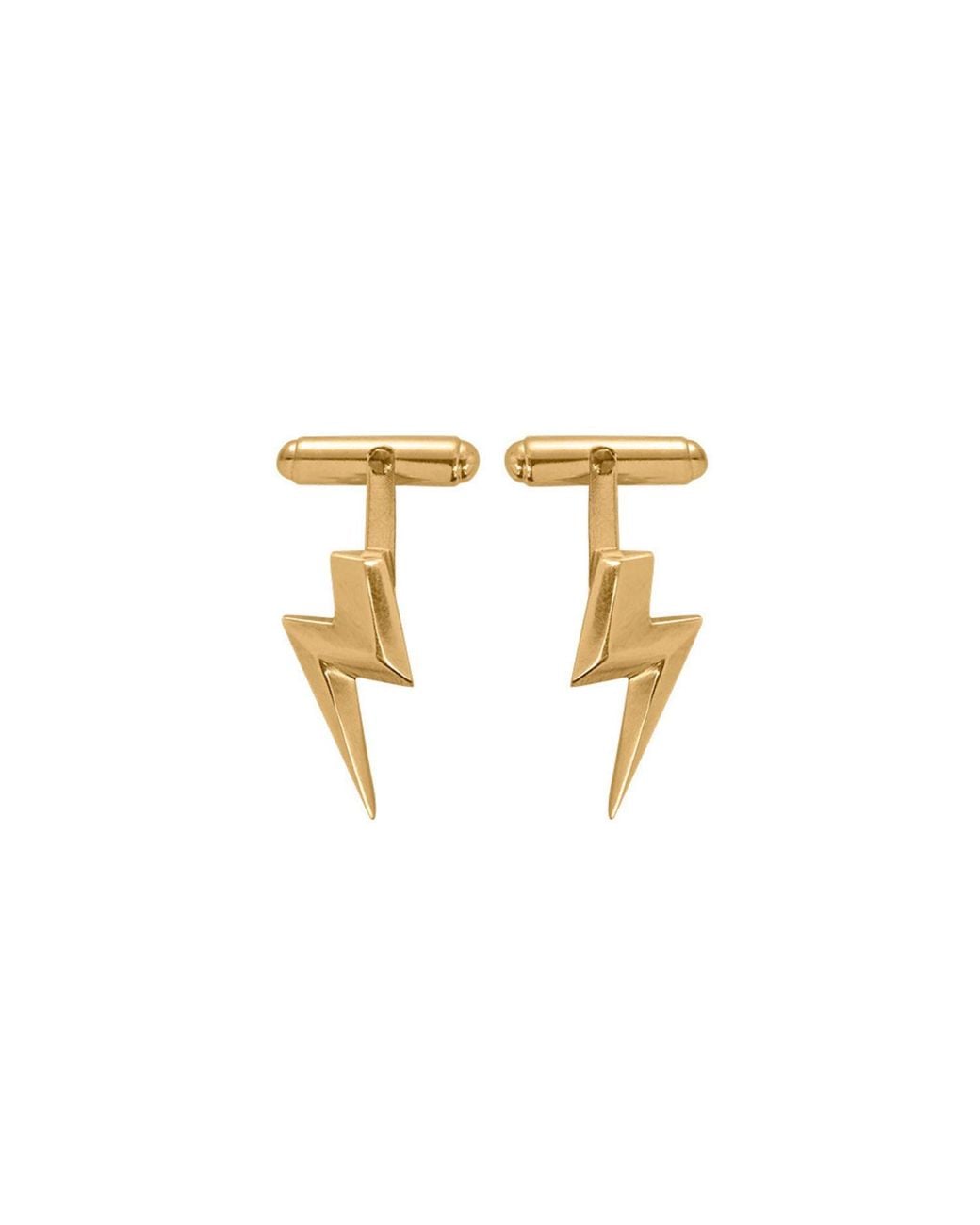 Edge Only Metallic 3D Flat Top Lightning Bolt Cufflink 18Ct Vermeil for men