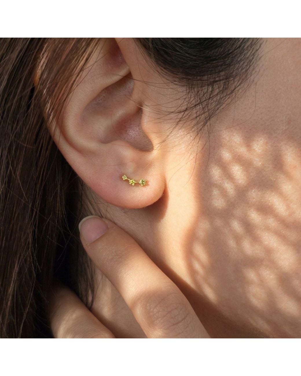 Sophelia Metallic Peridot August Birthstone Climber Stud Earrings