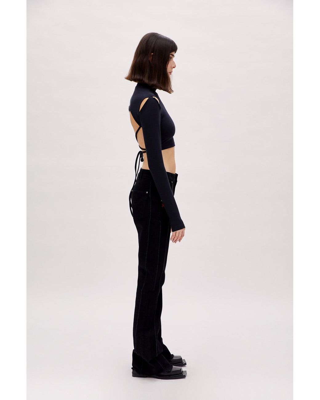 Pcfg Black Long Sleeve Crop Top