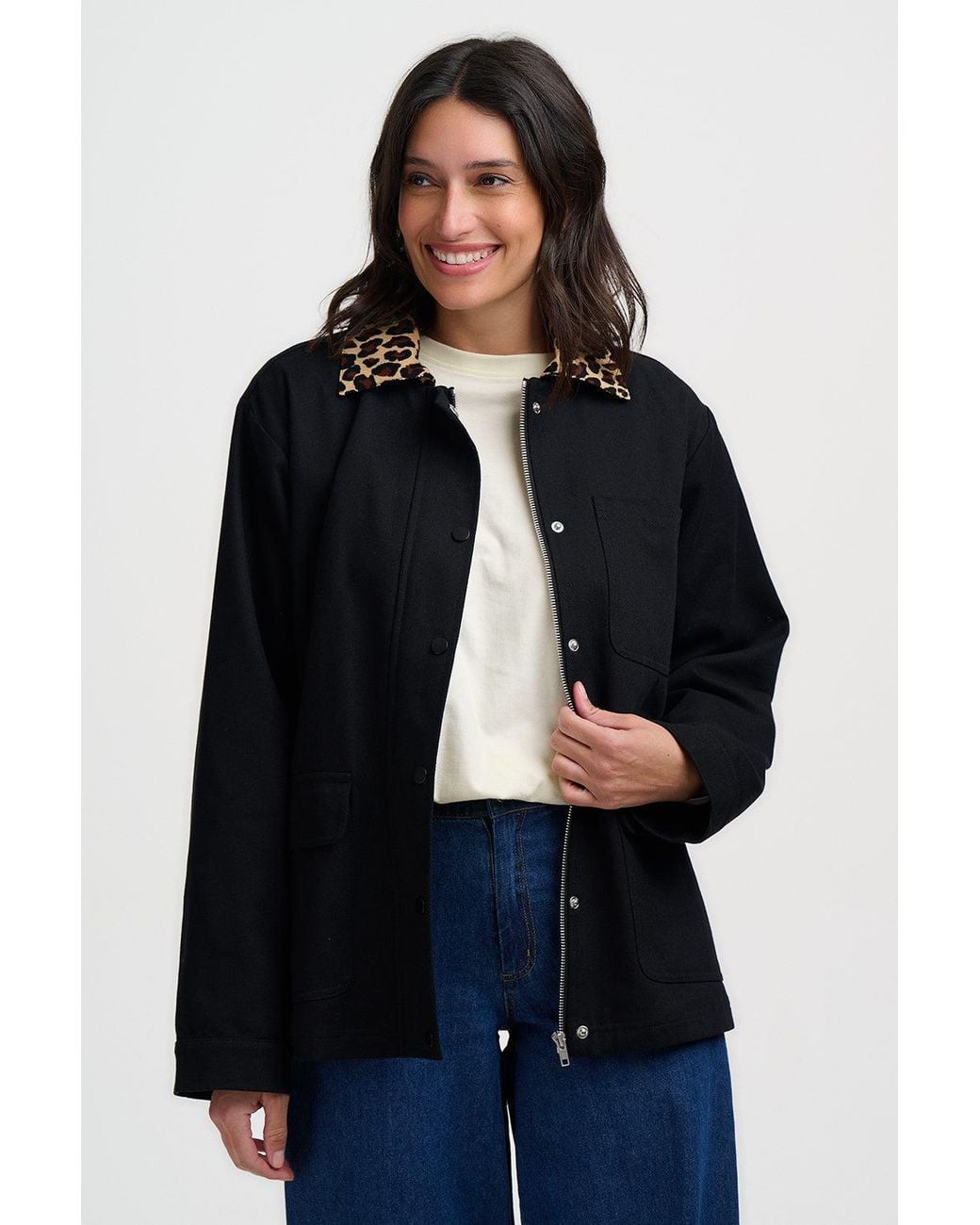 Sugarhill Black Raye Barn Jacket Leopard