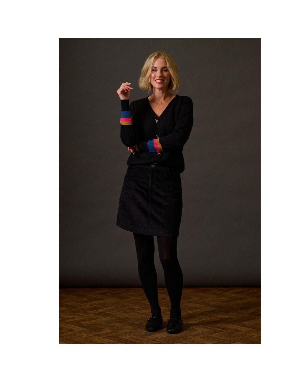 Sugarhill Black Jennifer Cardigan, Dinosaur Buttons