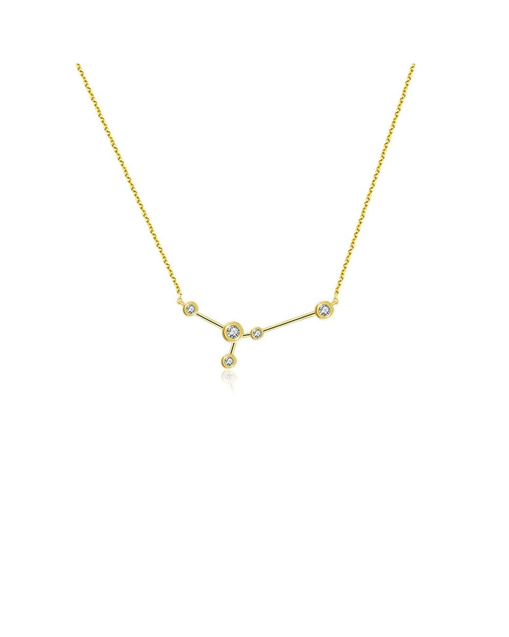 Genevieve Collection Metallic Cancer Zodiac Constellation Necklace 18K & Diamond