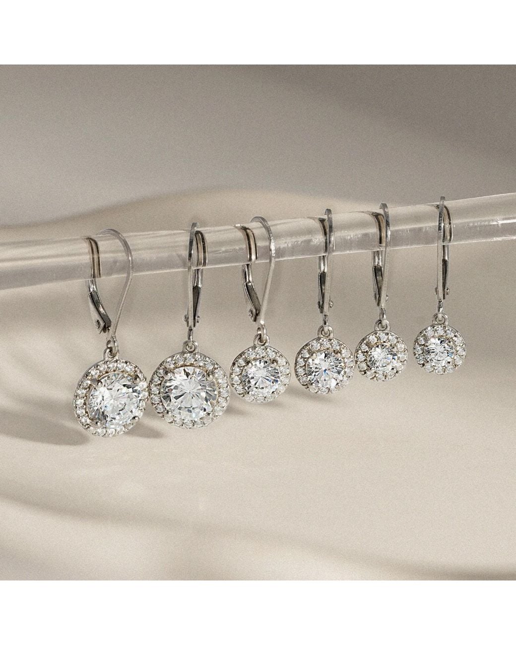 Diamonbliss Metallic Leverback Drop Halo Earrings, One Carat
