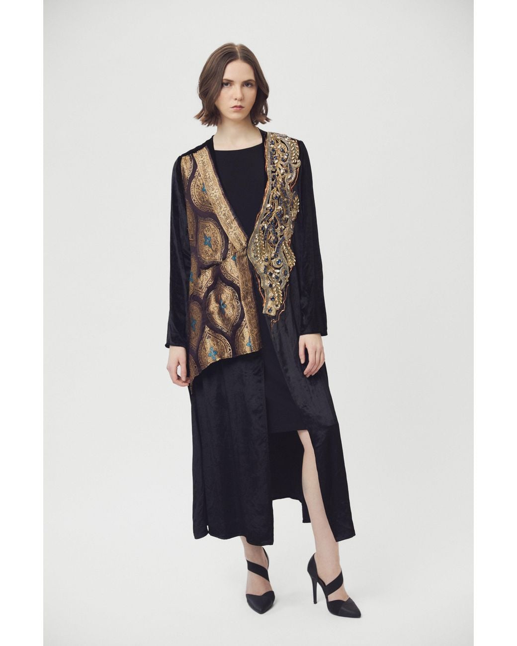 Saniya Khan Black Orient Gallery Jacket Dress