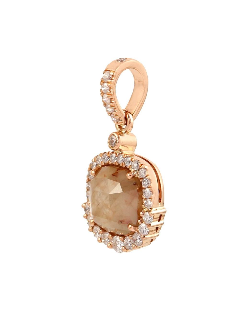 Artisan Metallic Rose 18K Rose Ice Diamond & Diamond Halo Pendant