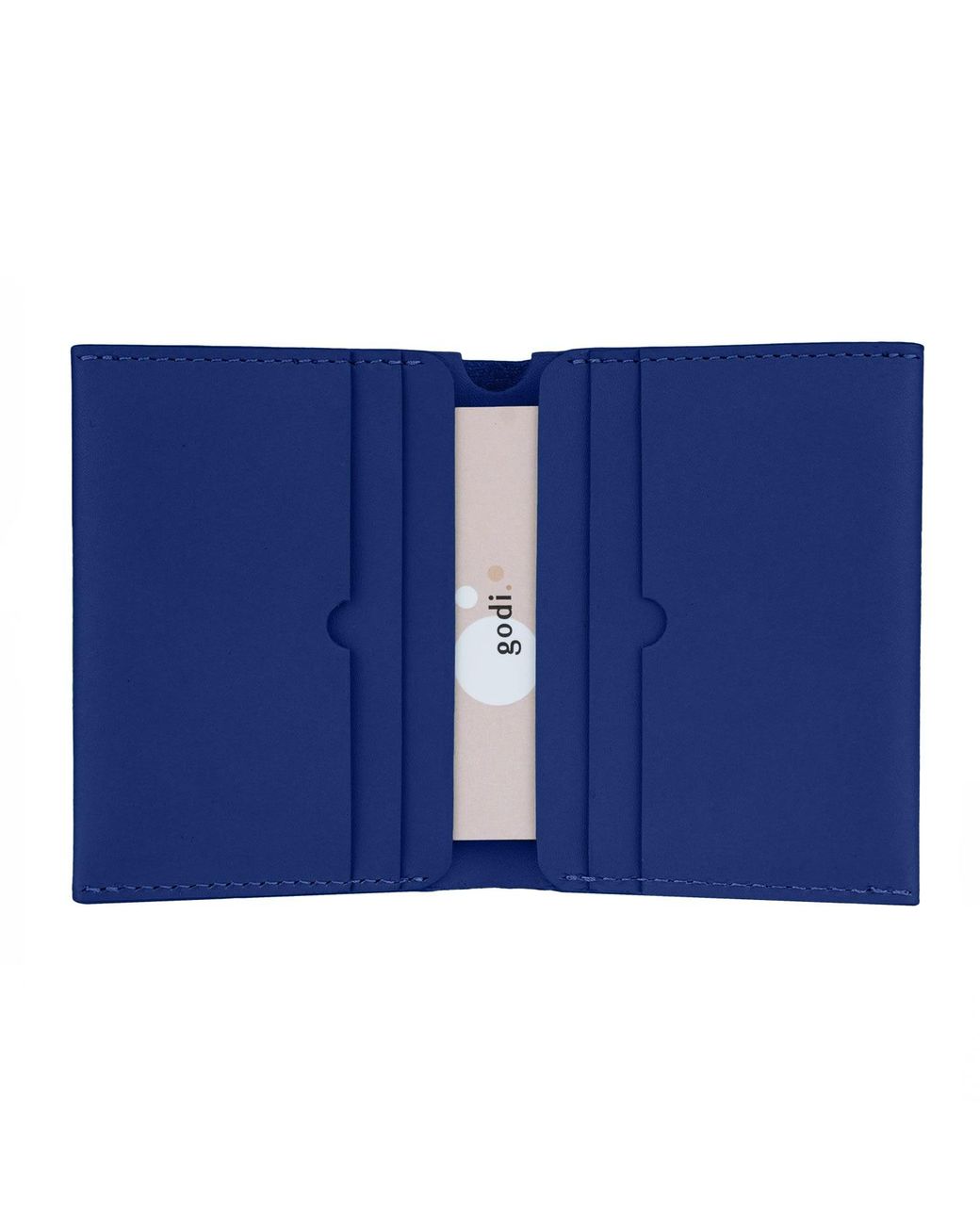 godi. Blue Handmade Bifold Leather Wallet