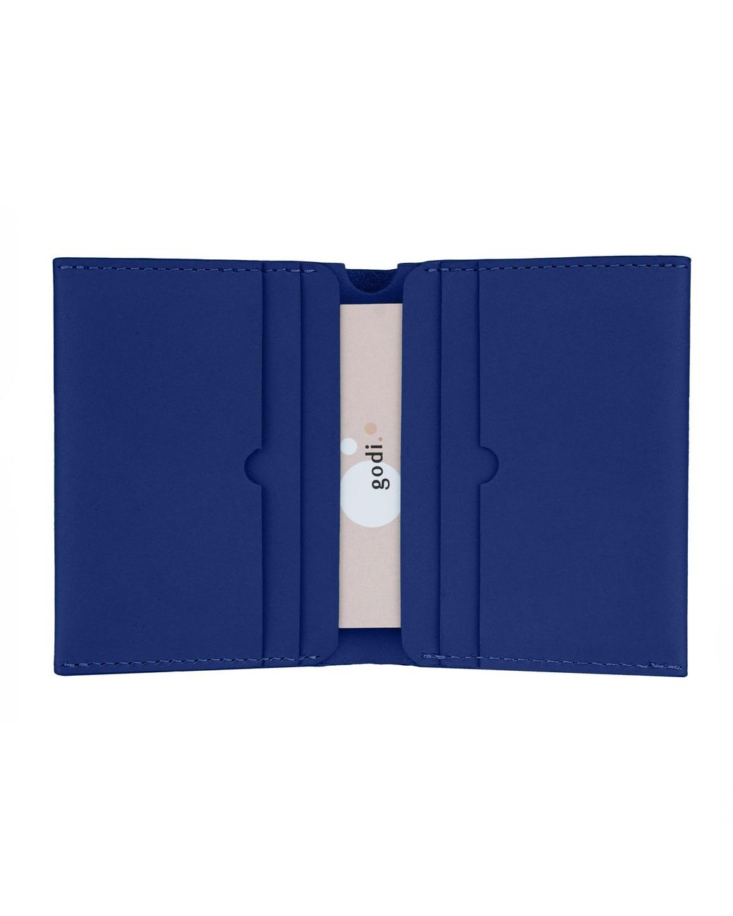 godi. Blue Handmade Bifold Leather Wallet