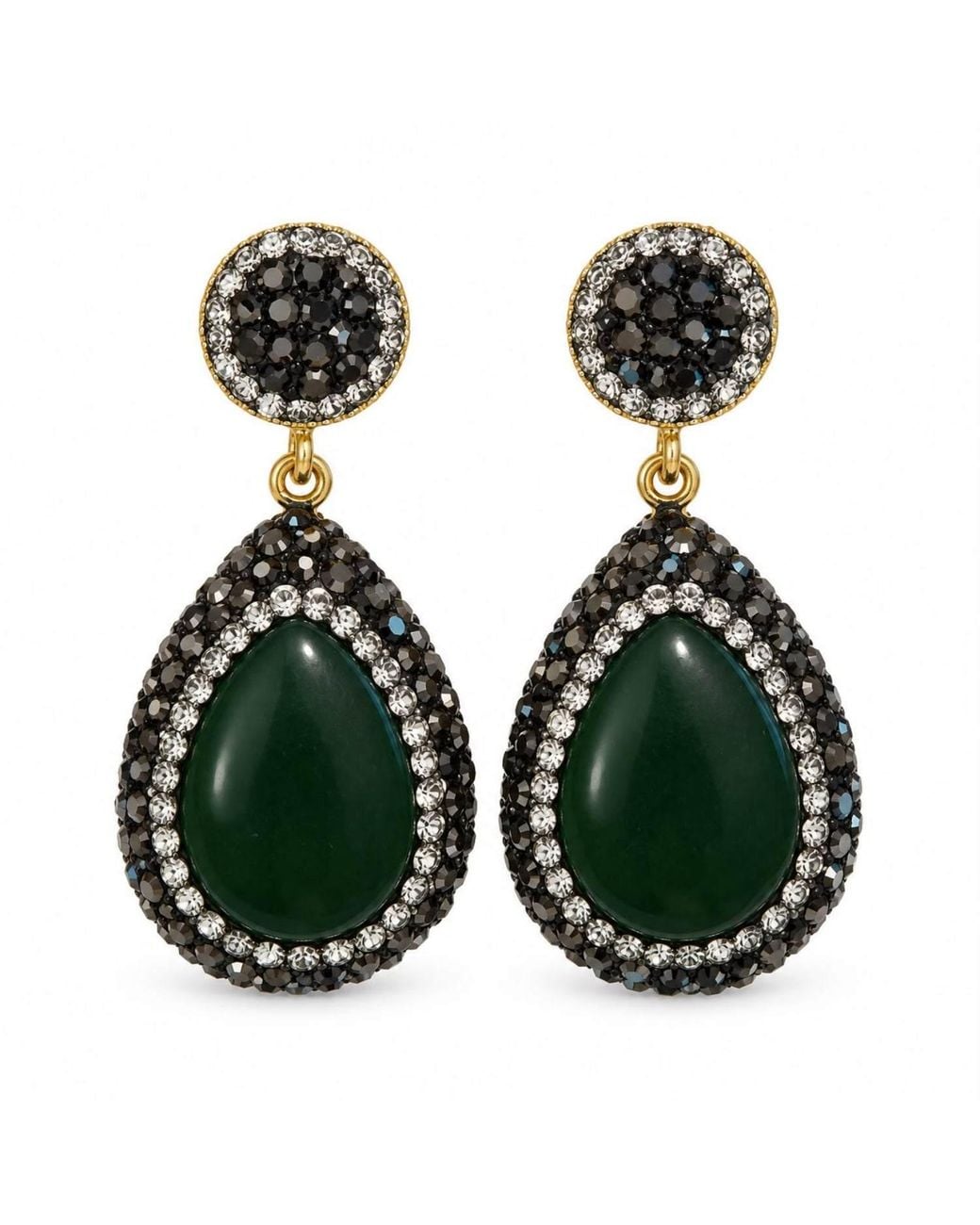 By Ozge Green Hürrem Palace Emerald-Effect Hand Embellished Ottoman-Inspired Drop Earrings