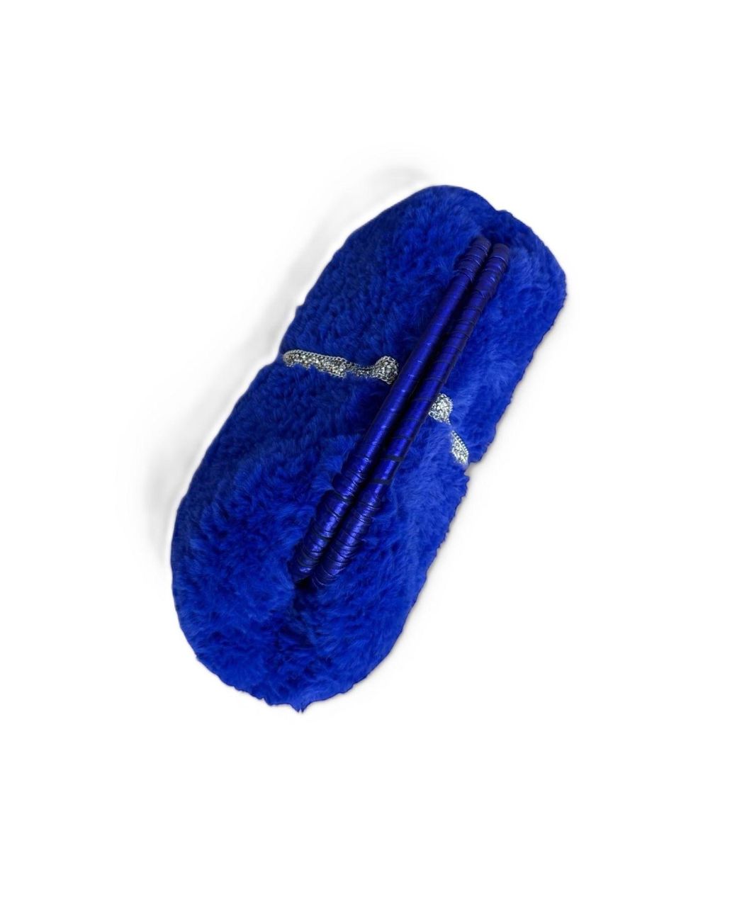Springmoonatelier Blue Royal Handmade Plush Clutch Bag – Limited Edition Winter Luxury