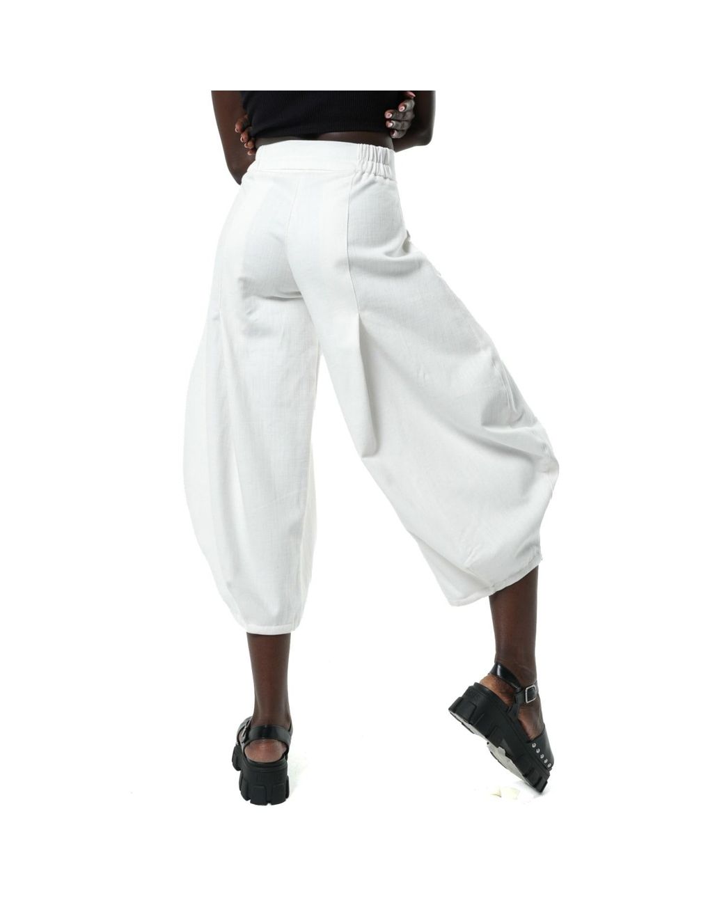 Metamorph White Voluminous Leg Denim Trousers