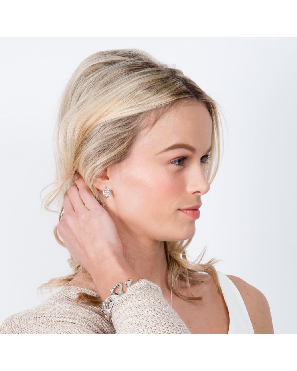 Lucy Quartermaine Metallic Wave Studs