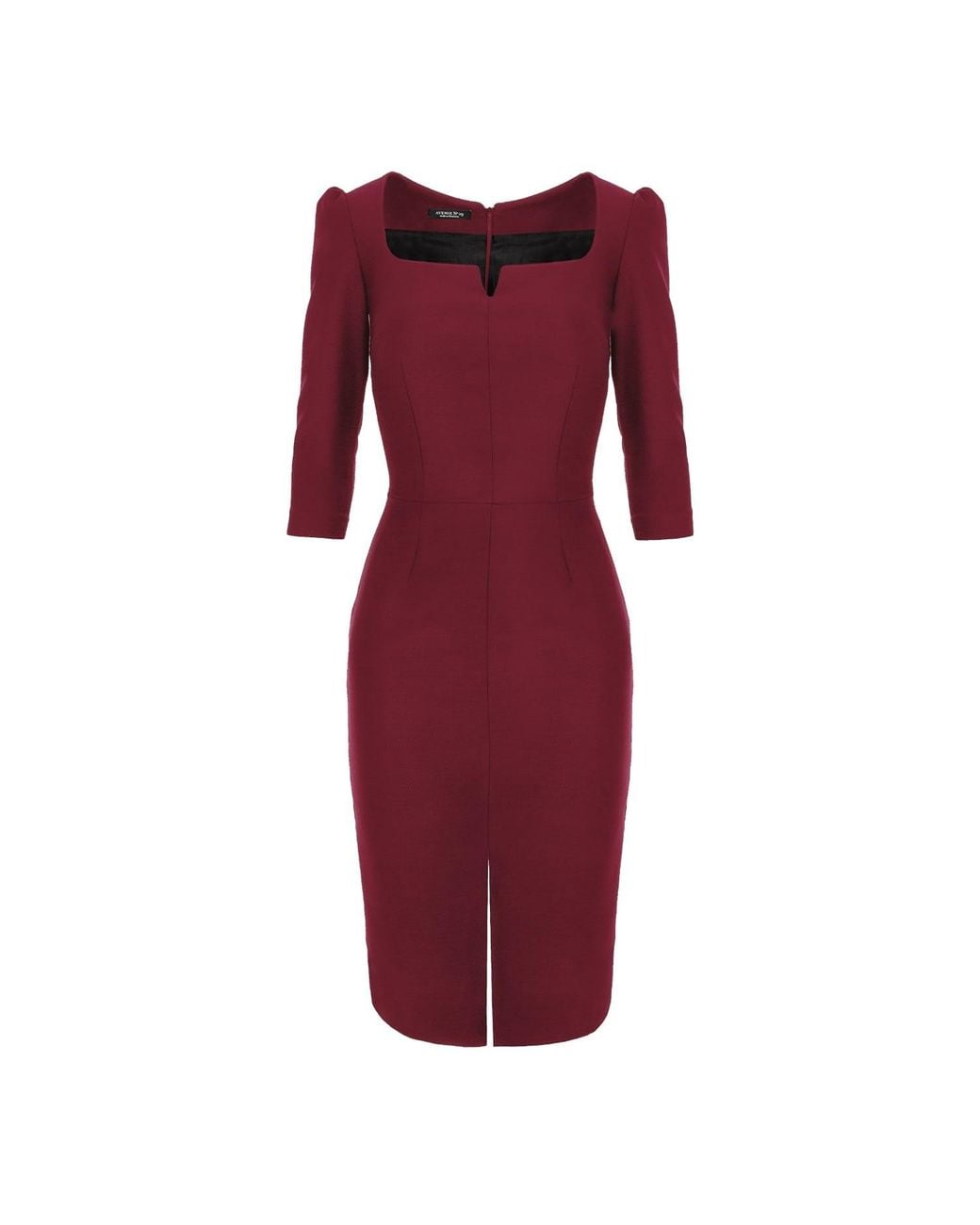 AVENUE No.29 Red Rounded Neckline Midi Dress With Front Slit