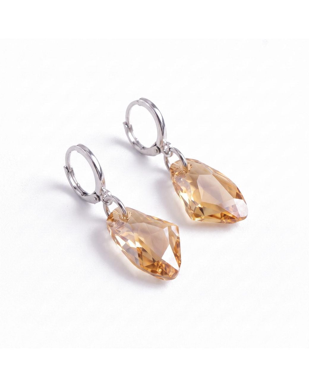Modenaire Metallic Crystal Drop Earrings Elegant Dangle Jewelry