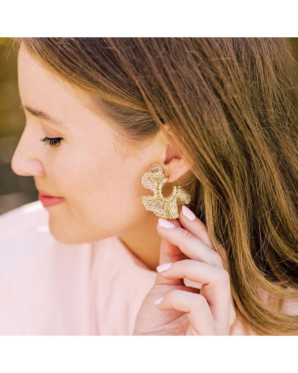 Lavish by Tricia Milaneze Metallic Neutrals All Vintage Rio Hoops Handmade Crochet Earrings