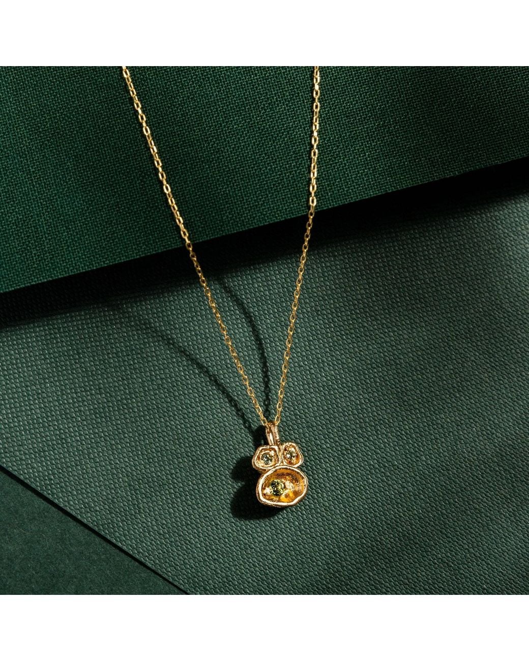 Claire Hill Designs Metallic Peridot Lichen Pendant Necklace