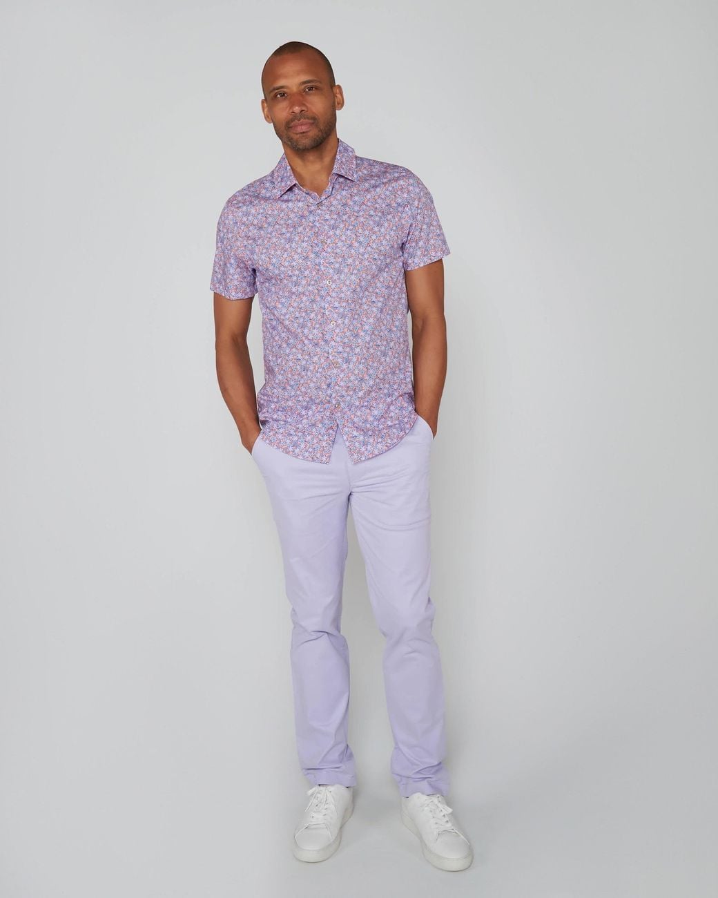 Lords of Harlech Purple Scott Lawn Shirt for men