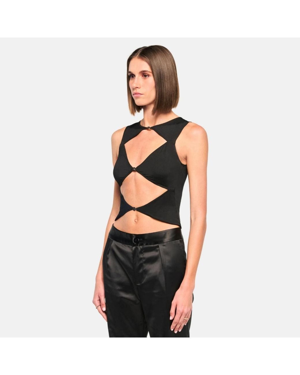 OW Collection Black Chiara Cut Out Sleeveless Top