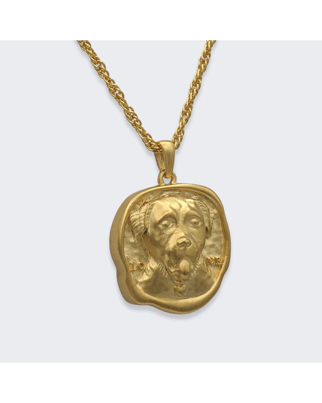 Frenvyrn Metallic Lars Reversible Dog Coin Necklace, Vermeil for men