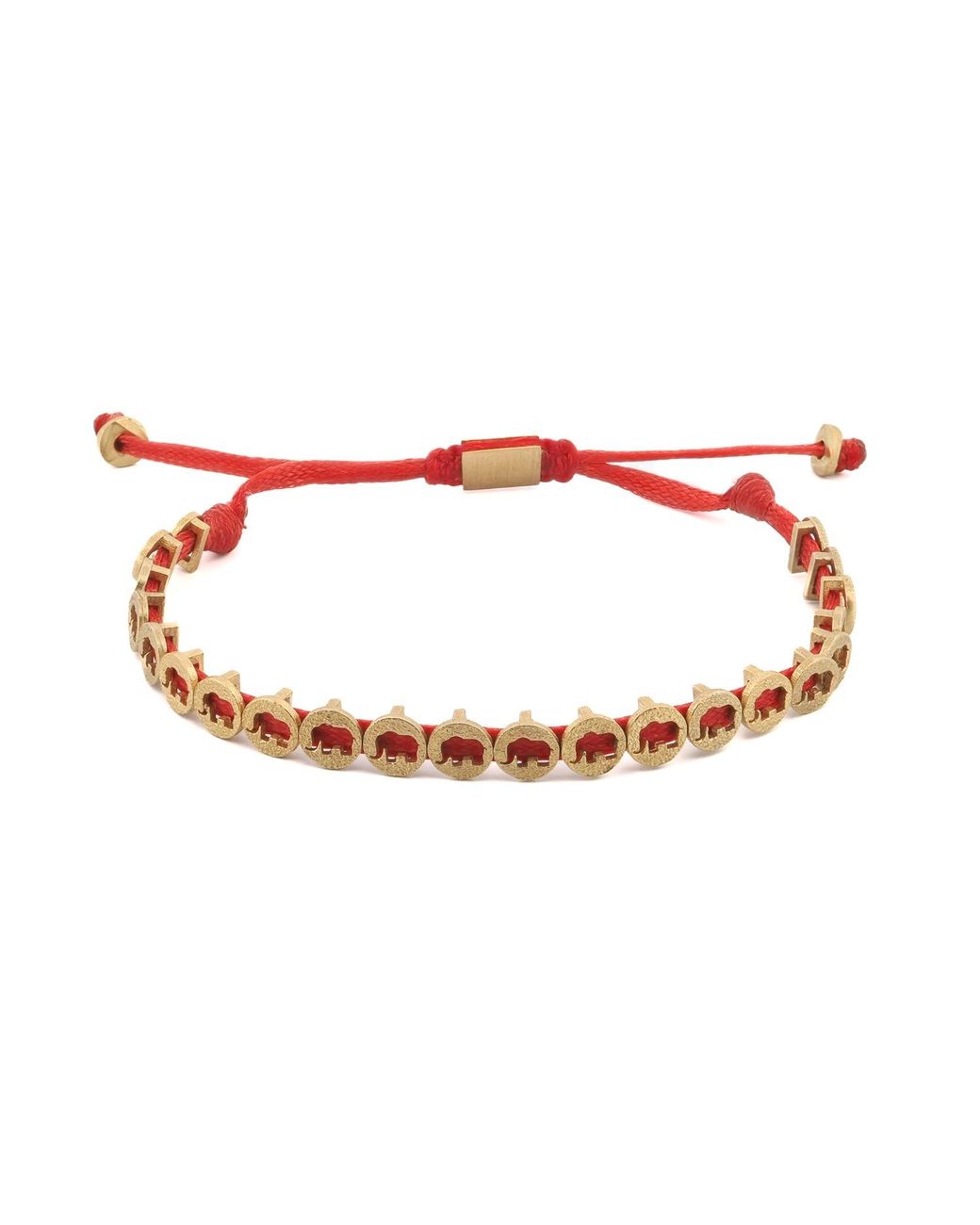 Ebru Jewelry Red Lucky Elephant Woven String Bracelet for men
