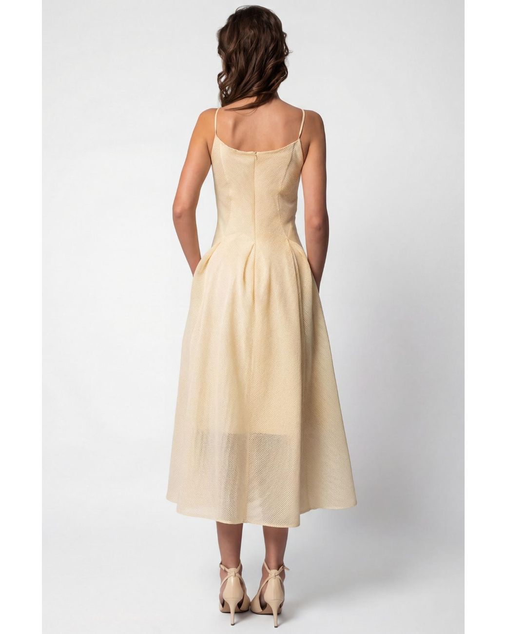 Luna Fashion House White Ivory Midi Dress, Nela