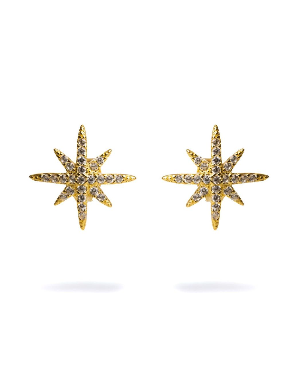 Ebru Jewelry Metallic Guidance North Star & Diamond Stud Earrings