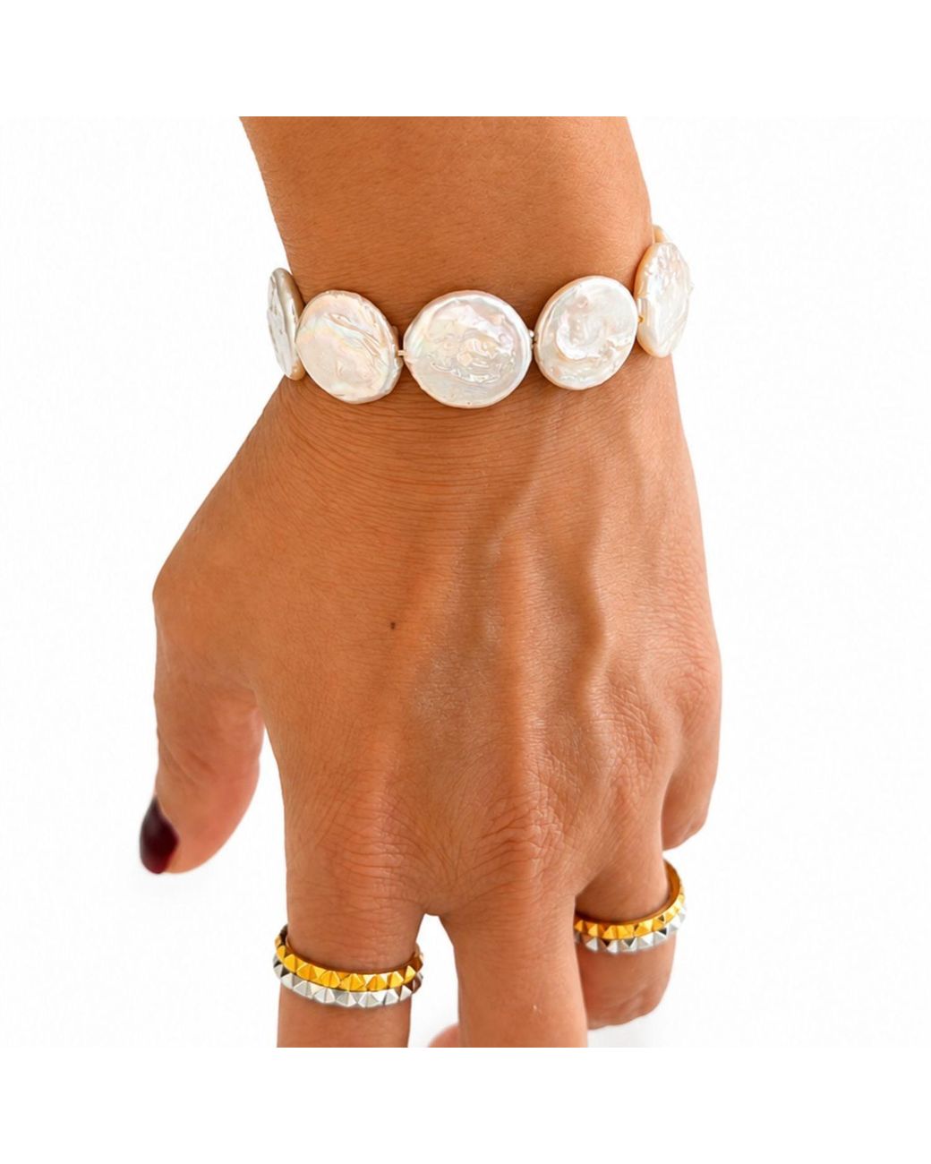 Jagged Halo Jewelry Metallic Neon Moon Baroque Pearl Bracelet