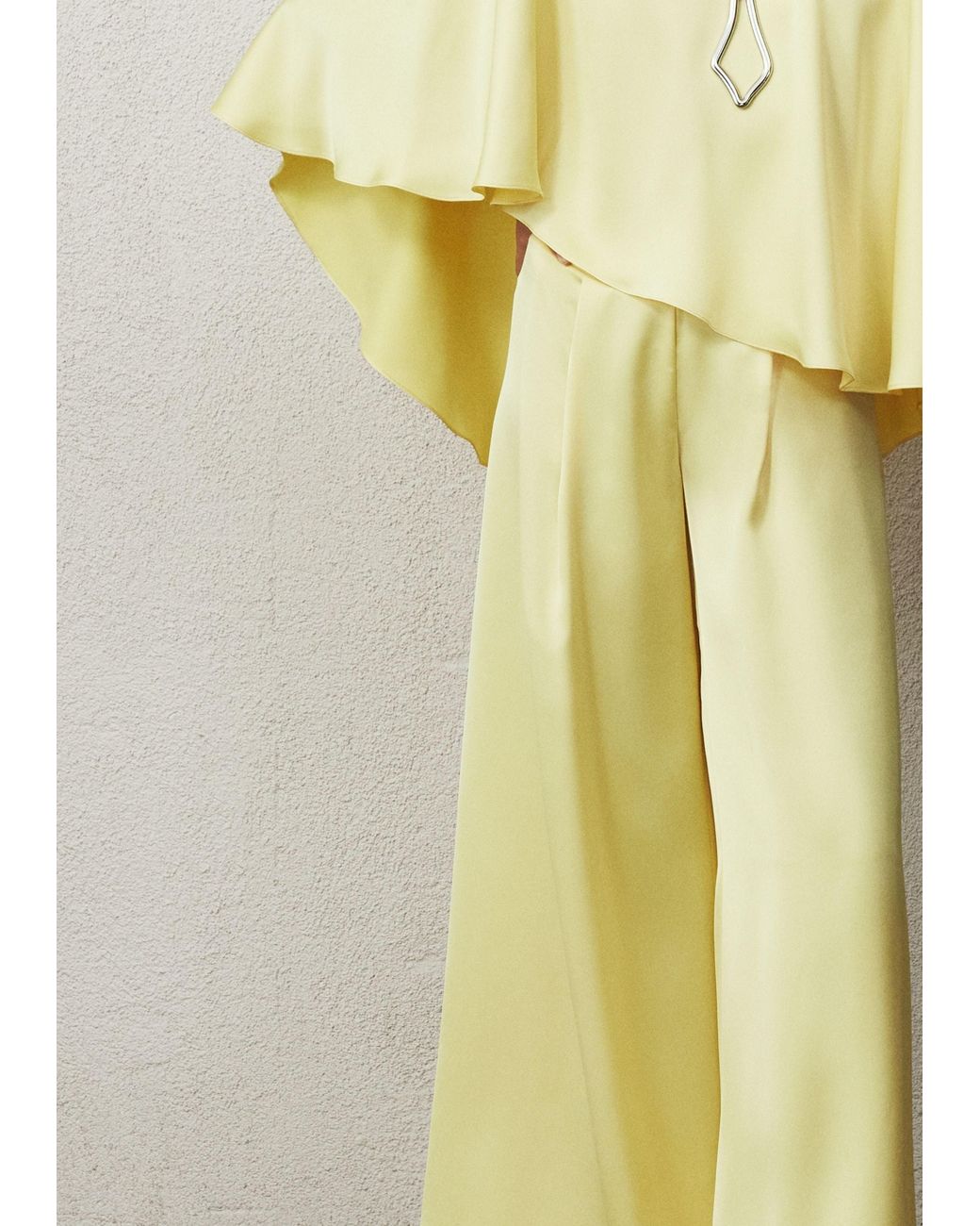 NAZLI CEREN Metallic Mui Wide Leg Satin Trousers