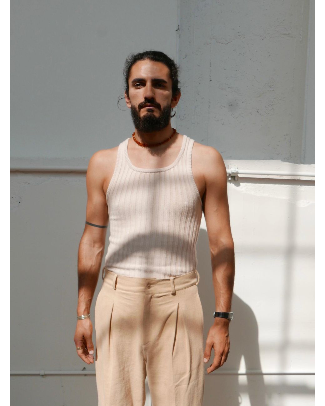Taka Pink Neutrals Column Tank for men