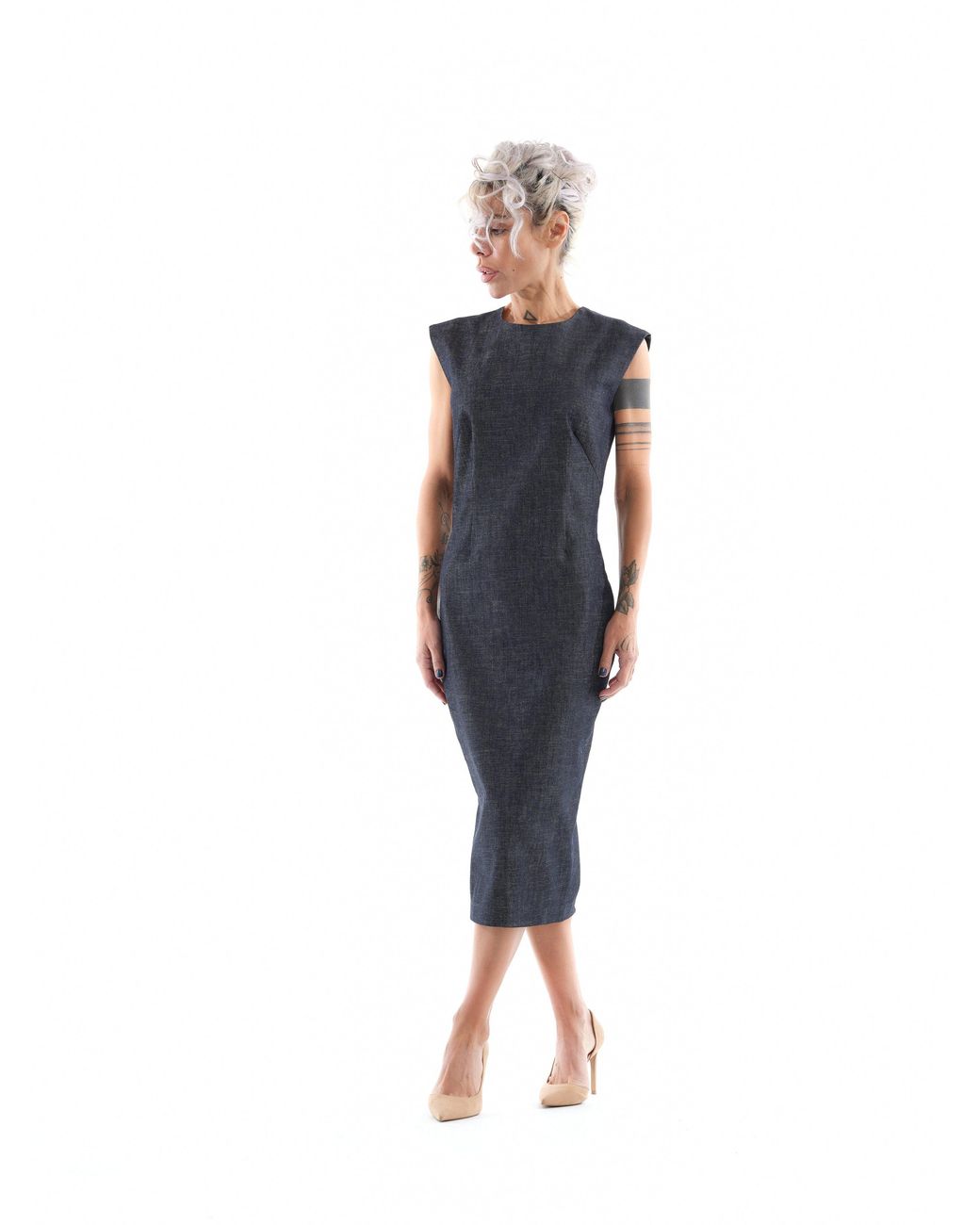 Clothes by Locker Room Black Denim Cutout Midi Dress