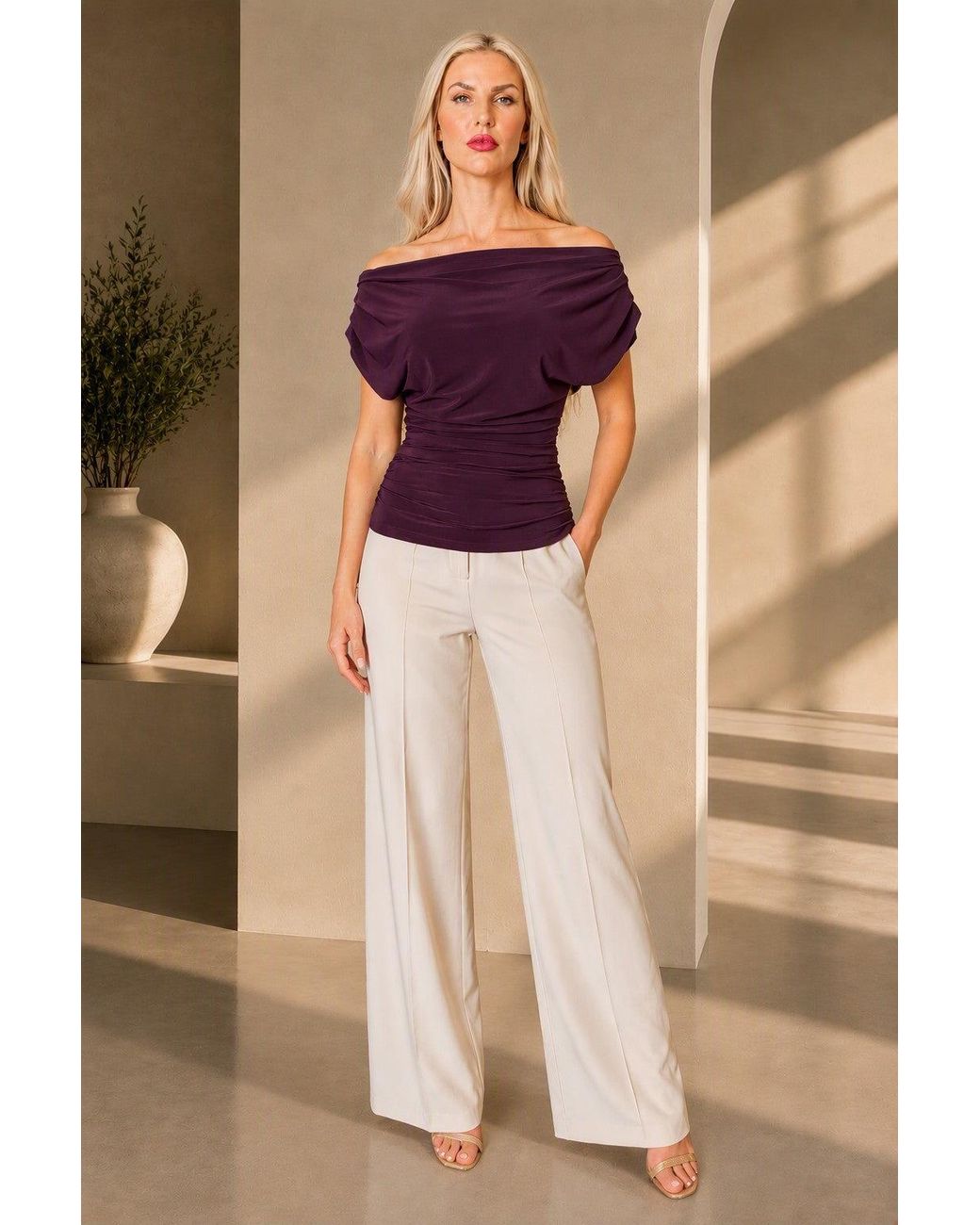 Atom Label Purple Carbon Bardot Occasion Top