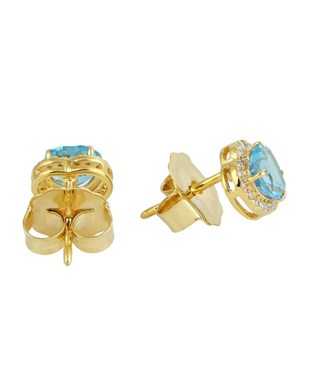 Artisan Metallic 14K Topaz & Diamond Heart Stud Earrings